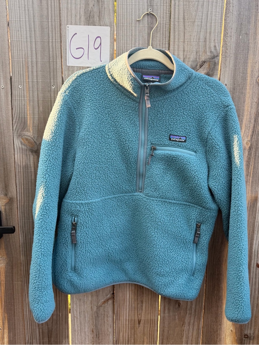 Patagonia Teal Quarter-Zip Sherpa Fleece Pullover Size Medium